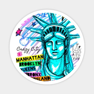New York City, American liberty, freedom. Cool t-shirt quote trendy street art Magnet